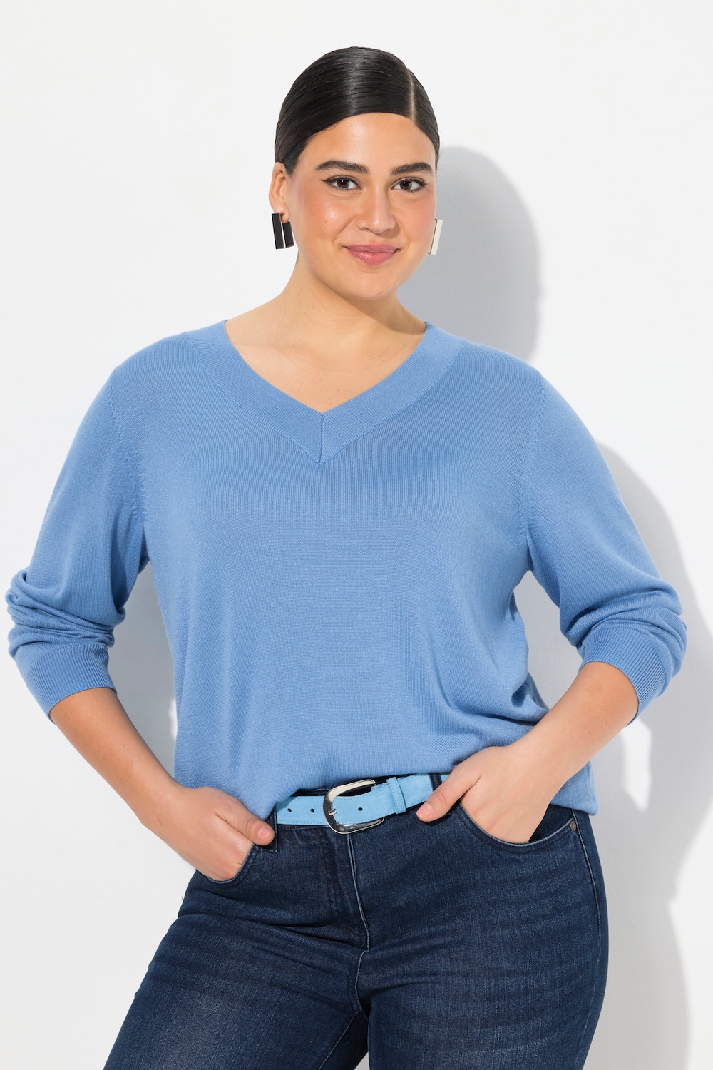 Große Größen Pullover, Damen, blau, Größe: 62/64, Viskose/Polyester, Ulla Popken