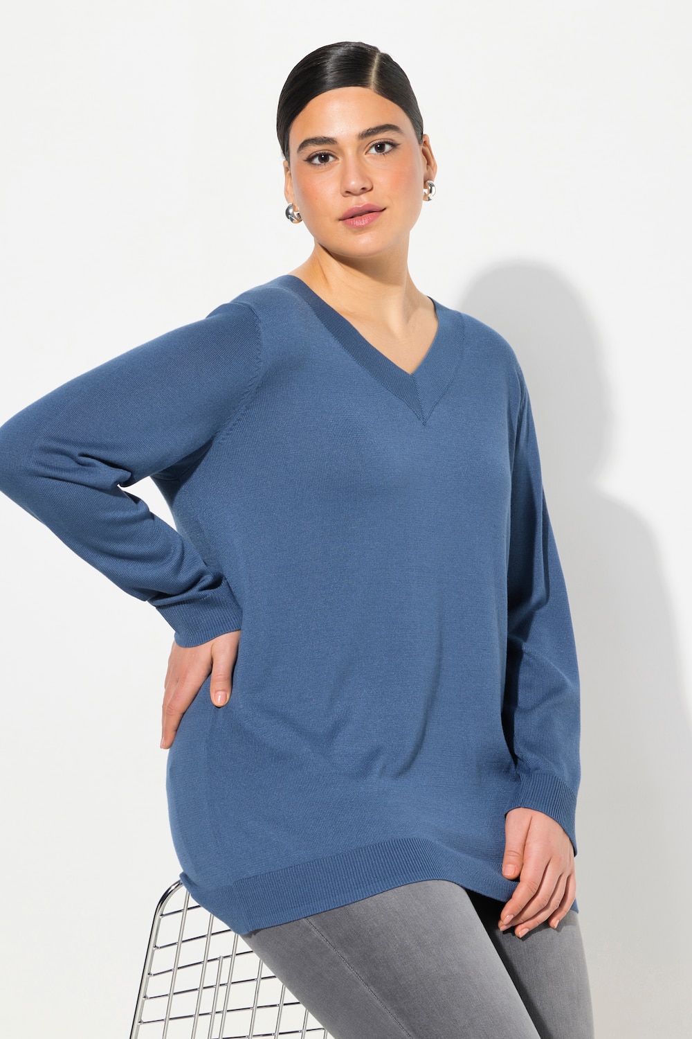 Große Größen Pullover, Damen, blau, Größe: 42/44, Viskose/Polyester, Ulla Popken