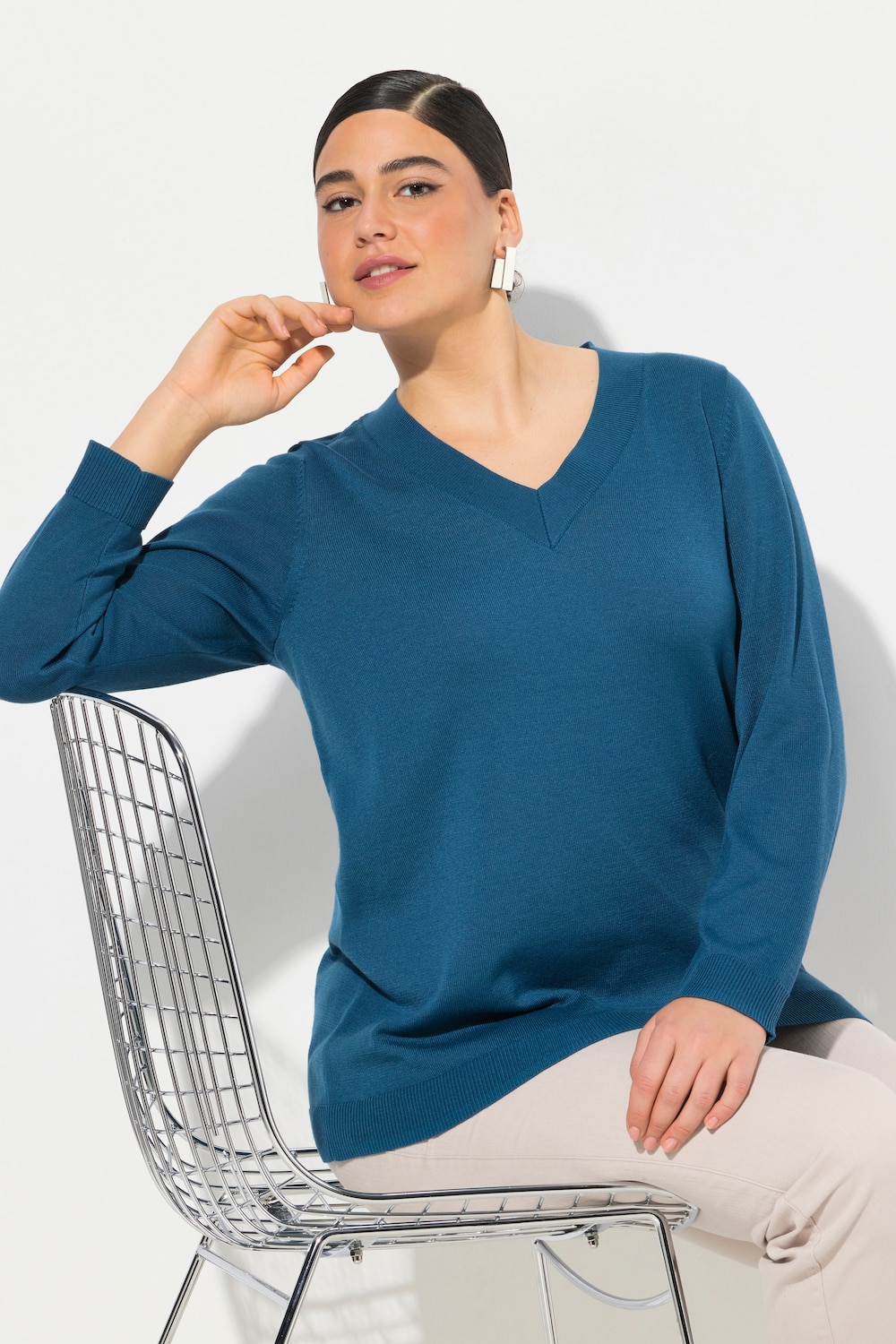 Große Größen Pullover, Damen, blau, Größe: 62/64, Viskose/Polyester, Ulla Popken