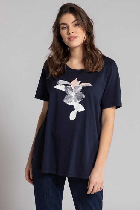 T-shirt, korte mouwen, bloemenmotief, biologisch katoen