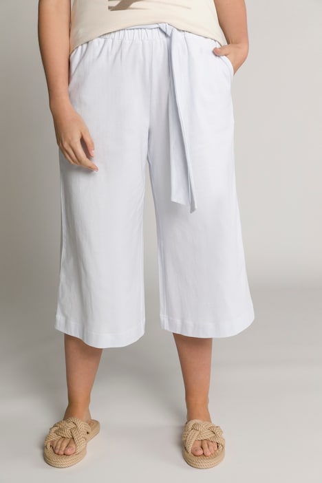 Eco Cotton Elastic Waist Wide Leg Knit Culottes | Culottes | Pants