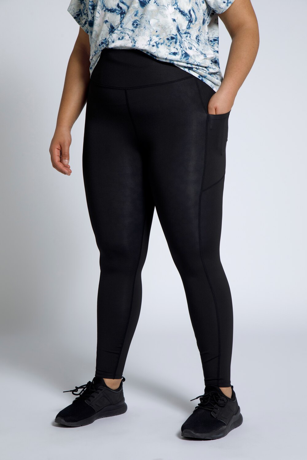 Grote Maten sport tights, Dames, zwart, Maat: 42/44, Polyester/Elastaan, Studio Untold