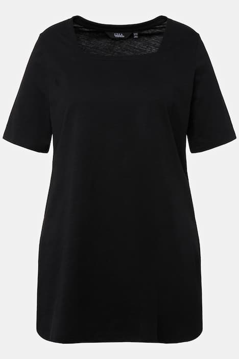 Square Neck Short Sleeve Cotton Knit Tunic