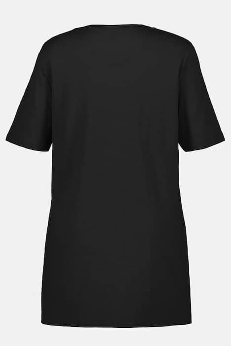 Square Neck Short Sleeve Cotton Knit Tunic