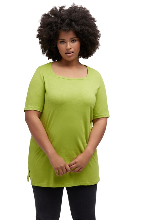 Dlouhé tričko, hranatý výstřih, Classic, krátké rukávy