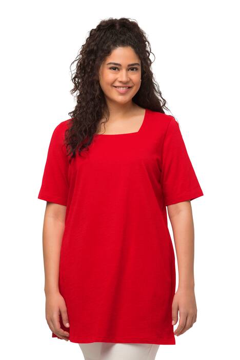 Dlouhé tričko, hranatý výstřih, Classic, krátké rukávy