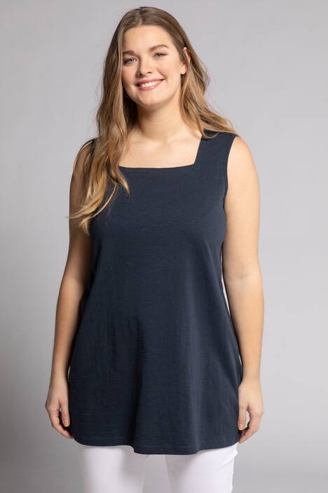 Długi top z dekoltem karo