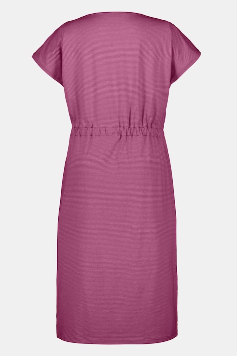 Thin Stripe V-Neck Drawstring Waist Stretch Knit Dress | More Dresses ...