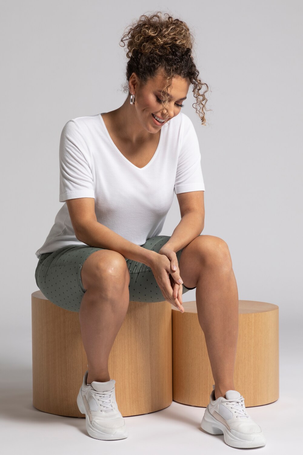 Grote Maten korte broek, Dames, grijs, Maat: 46, Katoen, Ulla Popken Grote Maten korte broek, Dames, grijs, Maat: 46, Katoen, Ulla Popken