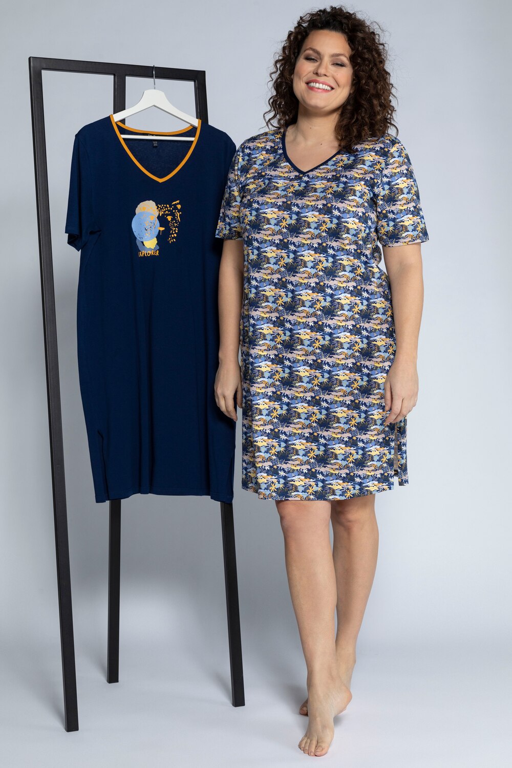 Grote Maten bigshirts, Dames, blauw, Maat: 46/48, Katoen, Ulla Popken Grote Maten bigshirts, Dames, blauw, Maat: 46/48, Katoen, Ulla Popken