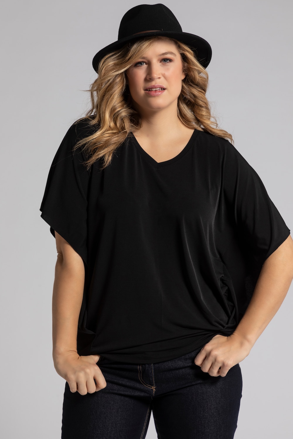 Grote Maten slinky shirt, Dames, zwart, Maat: 42/44, Polyester, Ulla Popken Grote Maten slinky shirt, Dames, zwart, Maat: 42/44, Polyester, Ulla Popken
