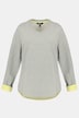 Bluza, dekolt w szpic, długie rękawy, kontrastowe akcenty kolorystyczne od środka