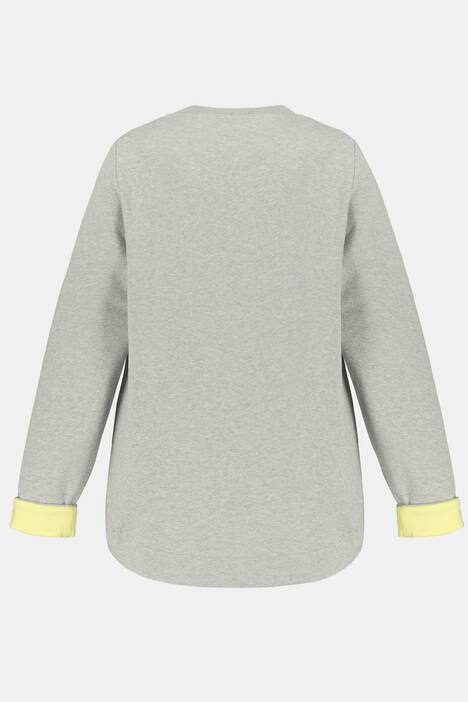 Bluza, dekolt w szpic, długie rękawy, kontrastowe akcenty kolorystyczne od środka