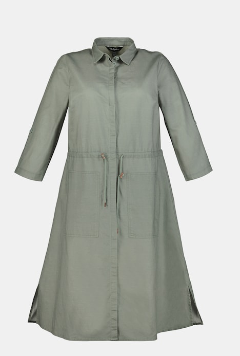 grünes leinenmix kleid mollige plus size frau