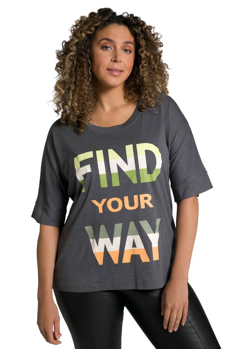 Tričko, maxi nápis, oversize, kulatý výstřih, krátké rukávy