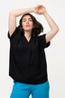 Bluse, Rücken-Knöpfe, Oversized, Zierfalte, Halbarm