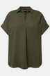 Blouse, knopen aan de achterkant, oversized, decoratieve plooien, halve mouwen