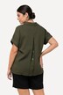 Blouse, knopen aan de achterkant, oversized, decoratieve plooien, halve mouwen