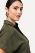Blouse, knopen aan de achterkant, oversized, decoratieve plooien, halve mouwen