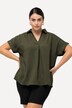 Blouse, knopen aan de achterkant, oversized, decoratieve plooien, halve mouwen