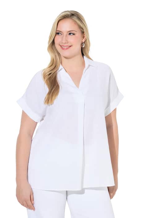 Halenka, záda s knoflíky, oversize, ozdobné sklady, krátké rukávy