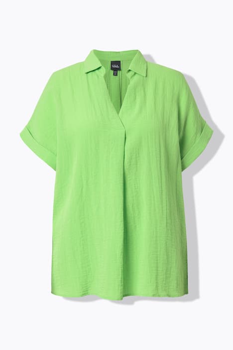 Bluse, Rücken-Knöpfe, Oversized, Zierfalte, Halbarm