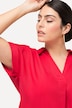 Bluse, Rücken-Knöpfe, Oversized, Zierfalte, Halbarm