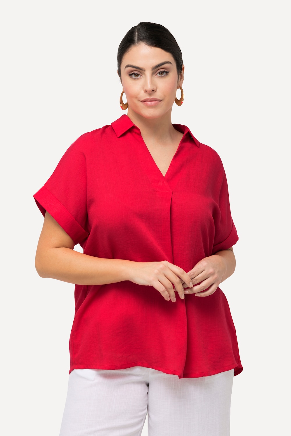 Große Größen Bluse, Damen, rot, Größe: 42/44, Viskose/Synthetische Fasern, Ulla Popken