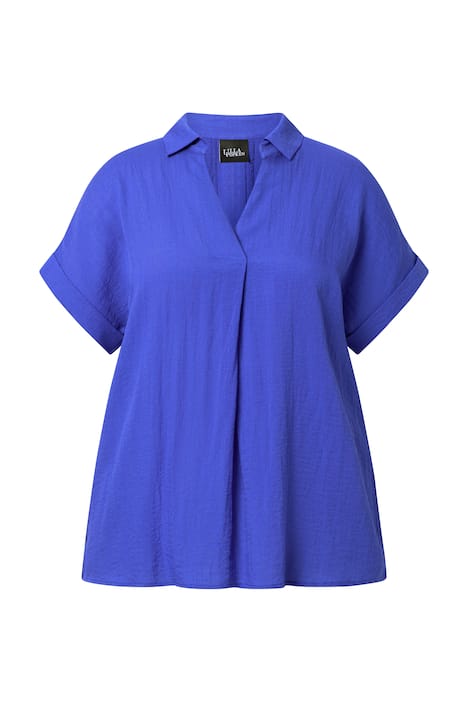 Halenka, záda s knoflíky, oversize, ozdobné sklady, krátké rukávy