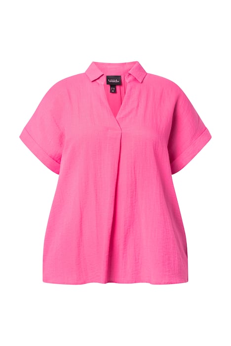 Halenka, záda s knoflíky, oversize, ozdobné sklady, krátké rukávy