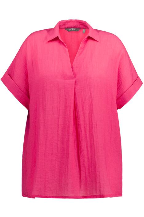 Halenka, záda s knoflíky, oversize, ozdobné sklady, krátké rukávy