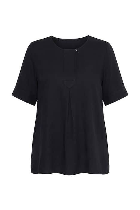 Halenka, prošívaná vsadka, A střih, kulatý výstřih, krátké rukávy