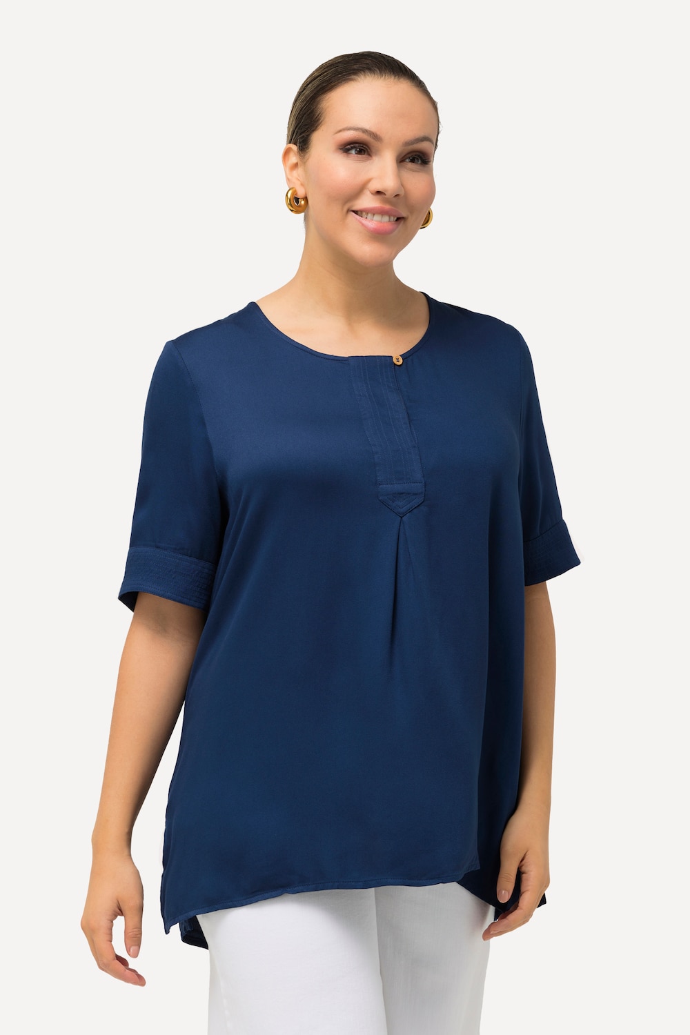 Grote Maten shirtblouse, Dames, blauw, Maat: 42/44, Viscose, Ulla Popken