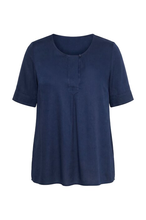 Halenka, prošívaná vsadka, A střih, kulatý výstřih, krátké rukávy