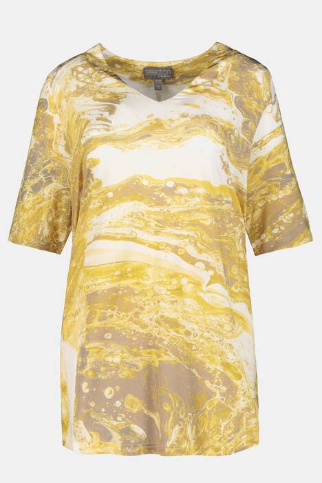 Slinkyshirt, V-Ausschnitt, Halbarm, Marmor-Design