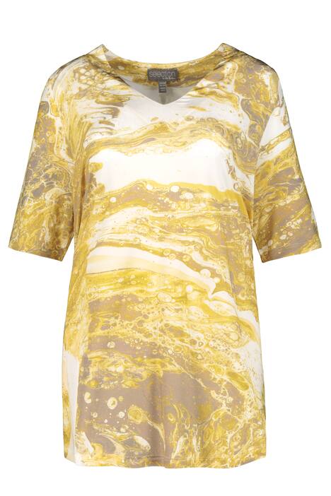 Slinky tričko, výstřih do V, krátké rukávy, mramorový design