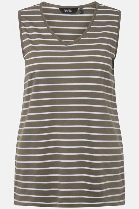 Linne, 2-pack, randigt/enfärgat, v-ringning, ärmlöst