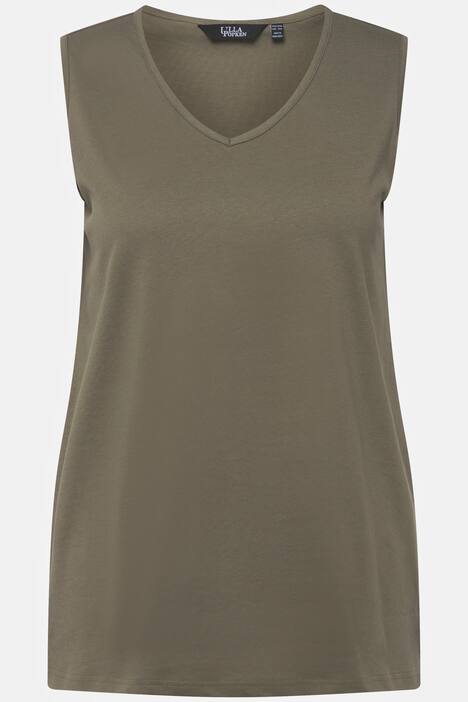 Linne, 2-pack, randigt/enfärgat, v-ringning, ärmlöst