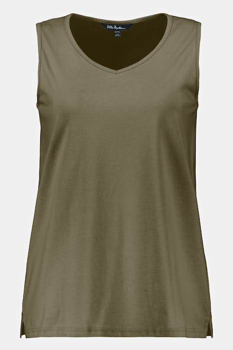 Linne, 2-pack, randigt/enfärgat, v-ringning, ärmlöst