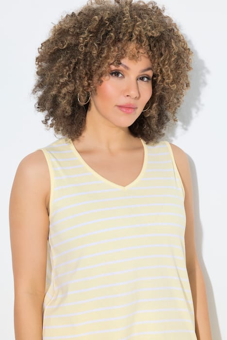 Top, 2er-Pack, Ringel/uni, V-Ausschnitt, ärmellos