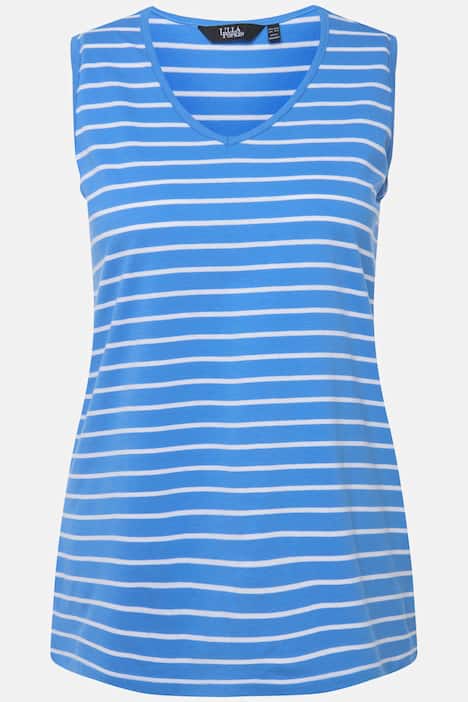 2 Pack of V-Neck Cotton Knit Tanks - Stripe, Solid
