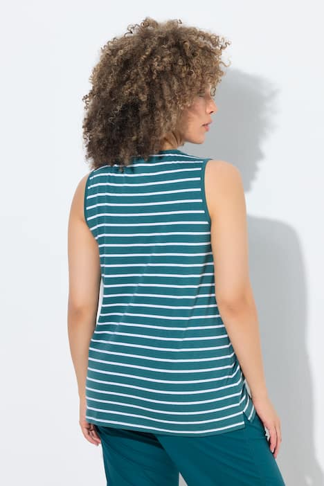 Top, 2er-Pack, Ringel/uni, V-Ausschnitt, ärmellos