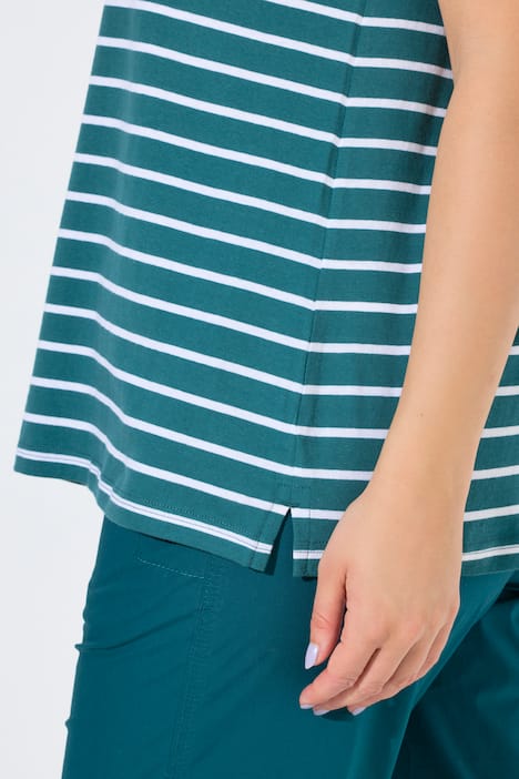 Top, 2er-Pack, Ringel/uni, V-Ausschnitt, ärmellos