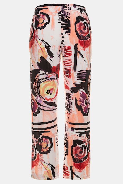 Abstract Floral Wide Leg Slinky Stretch Knit Pants | Pant | Pants