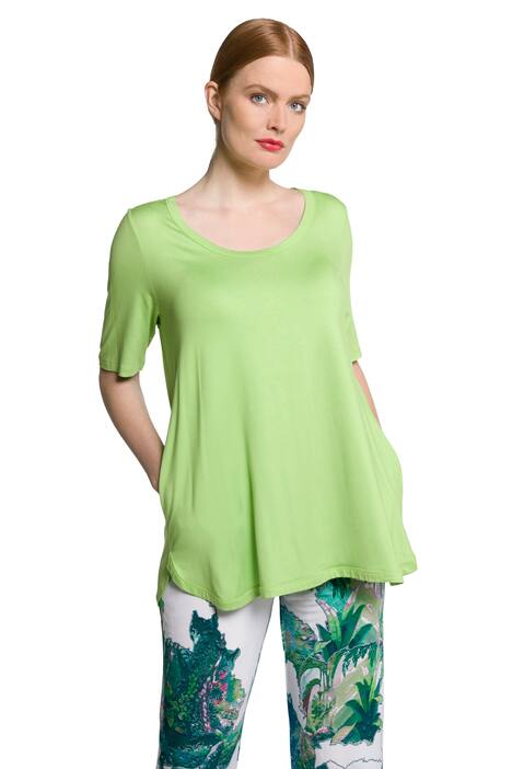 Dlouhé tričko, kapsy, A střih, kulatý výstřih, krátké rukávy