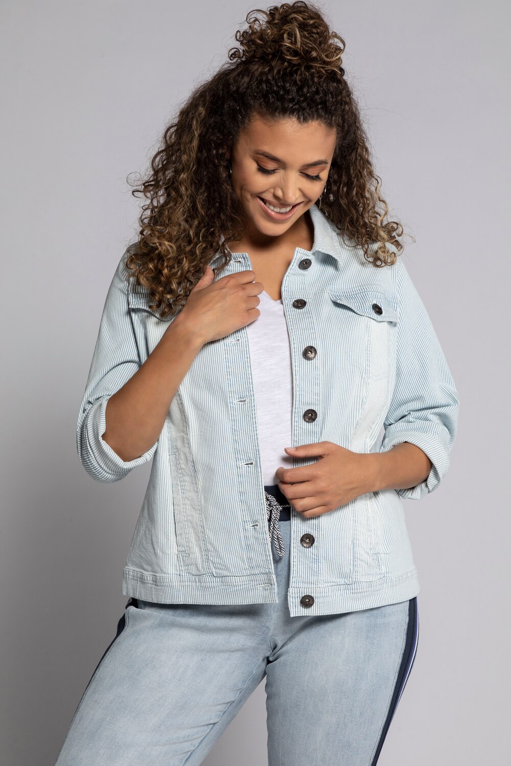 Grote Maten jack, Dames, blauw, Maat: 48, Katoen, Ulla Popken Grote Maten jack, Dames, blauw, Maat: 48, Katoen, Ulla Popken