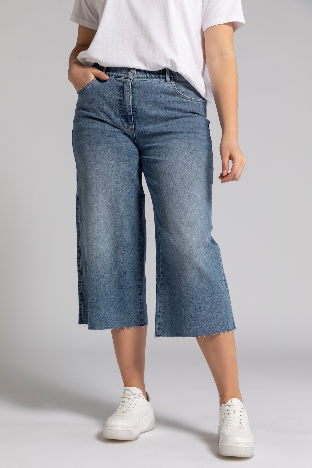 Grote Maten jeans culotte, Dames, blauw, Maat: 46, Katoen, Studio Untold