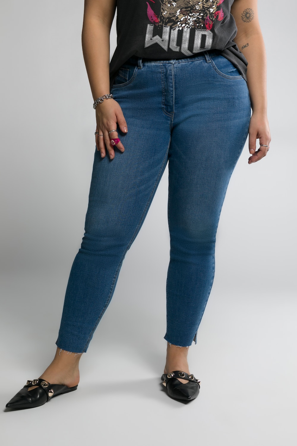 Grote Maten skinny jeans, Dames, blauw, Maat: 48, Katoen/Polyester, Studio Untold