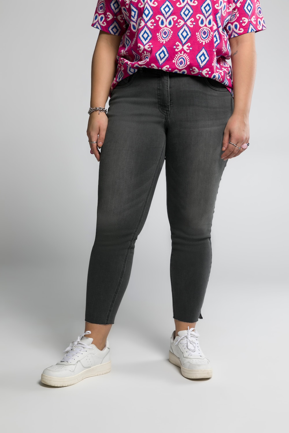 Grote Maten skinny jeans, Dames, grijs, Maat: 46, Katoen/Polyester, Studio Untold