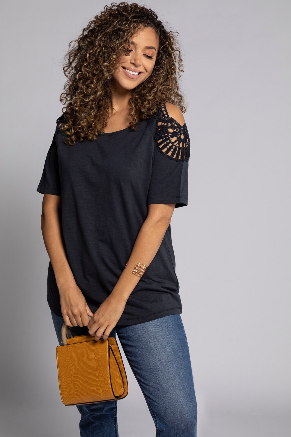 Grote Maten shirt, Dames, blauw, Maat: 50/52, Katoen, Ulla Popken Grote Maten shirt, Dames, blauw, Maat: 50/52, Katoen, Ulla Popken